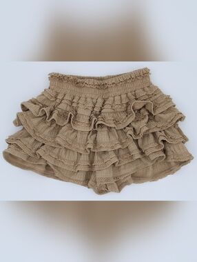 SHEIN Tan Ruffle Layered Mini Skort Size Small